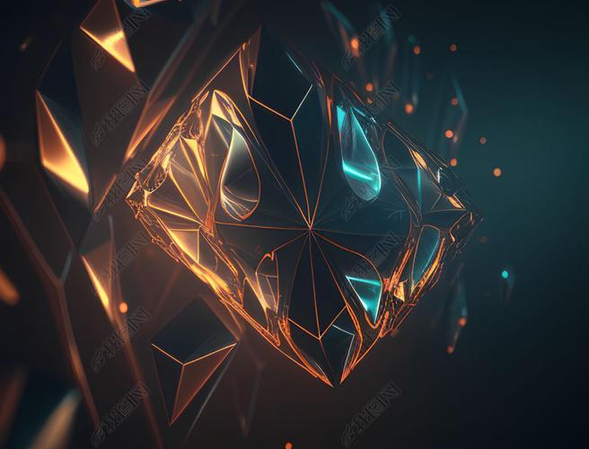 原创未来主义钻石背景数字网络连接科技3d渲染高清摄影图版权可商用